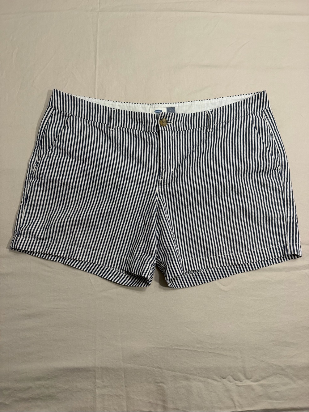 Old Navy Striped Chino Shorts 14 Navy White